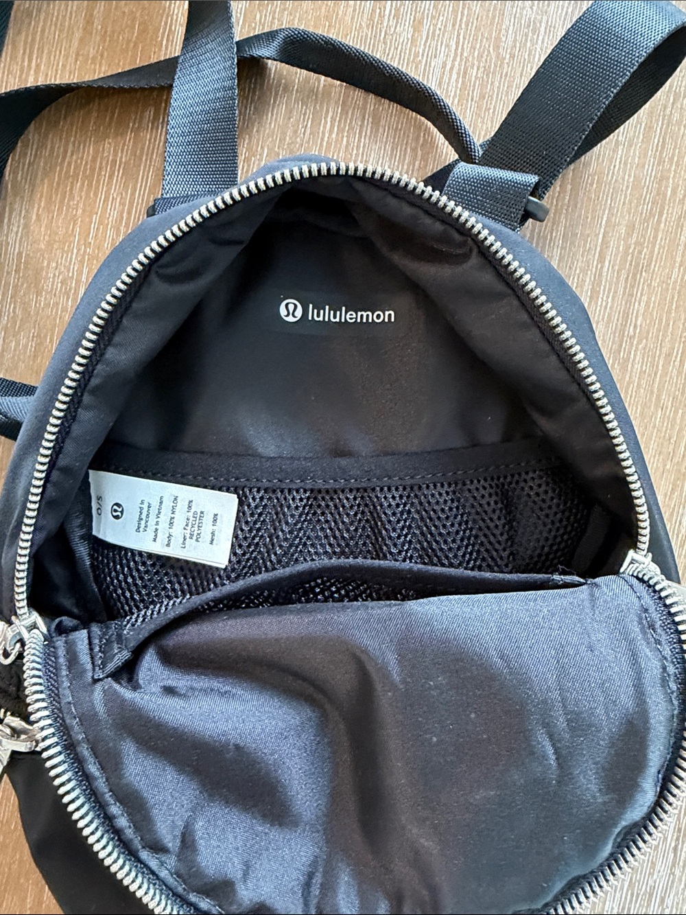 lululemon athletica Black Mini Backpack with Silver Zippers - Picture 3 of 4